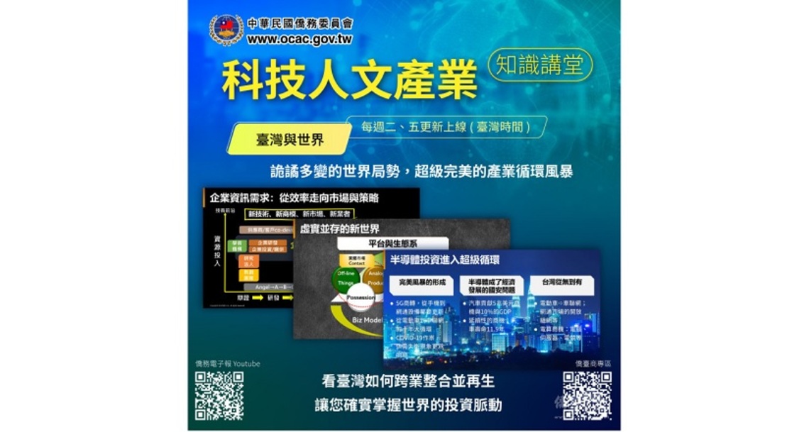 僑委會「科技人文產業知識講堂」全新推出 臺灣與世界系列/波新聞