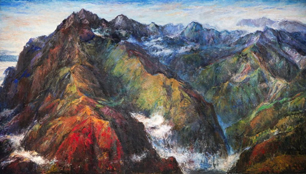 林顯宗〈 孕育大地之母 奇萊山〉290x530cm 油彩、畫布 2012