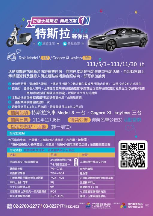 振興觀光 暢玩花蓮樂遊獎勵電動車等你抽 奧丁丁新聞owlnews